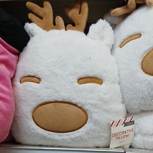 White and Brown Reindeer Decorative Pillow